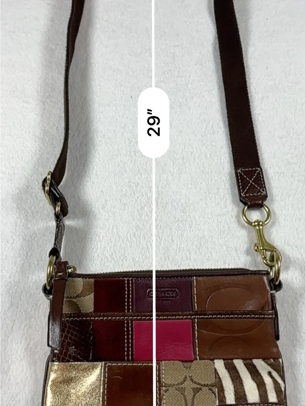 Coach Patchwork Crossbody Bag Leather Suede  Signature Style Y2K Purse